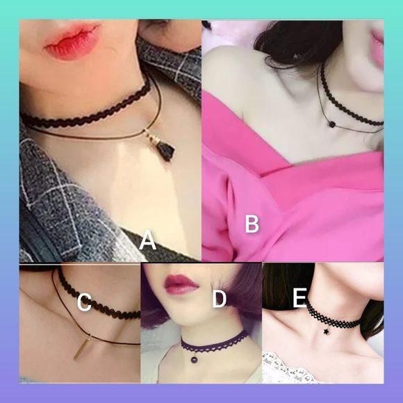 Choker Necklace lace accessories collar jewelry velvet chain trendy #351 - Picture 1 of 7